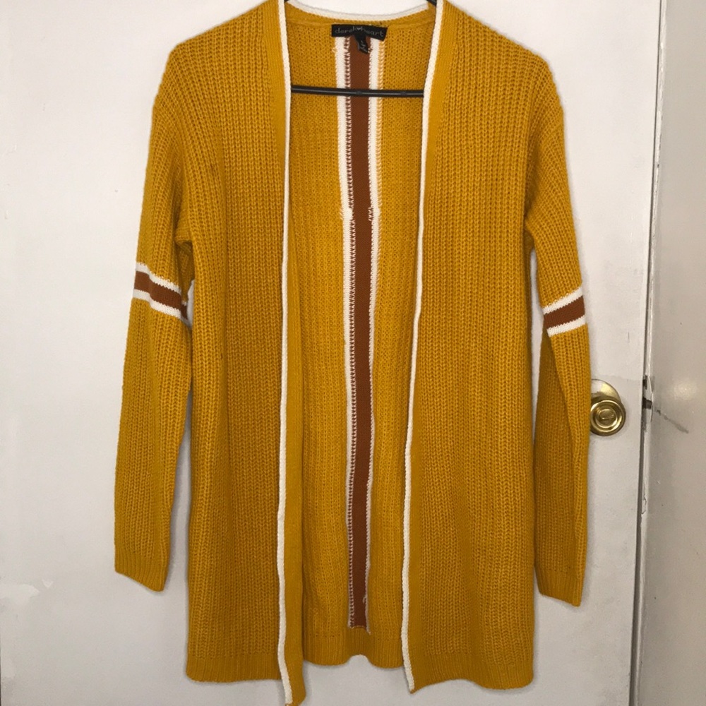 Striped Mustard yellow Cardigan
